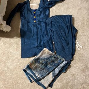 BLUE SALWAR SUIT WITH PEACOCK DUPATTA
